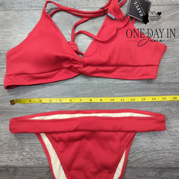 Zaful High Cut Ribbed Bikini Swimsuit Size L - Picture 3 of 4